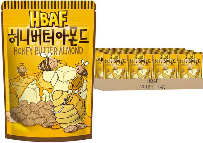 HBAF 蜂蜜奶油杏仁, 120g, 20包