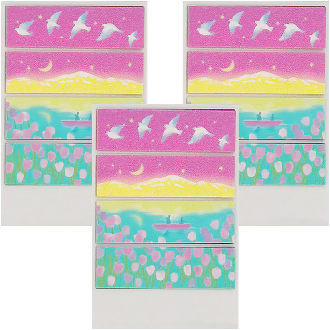 KING JIM HITOTOKI 隨身攜帶和紙膠帶 Yukina Ieda設計款 KIT071 15 x 50mm 40張, 湖, 3組