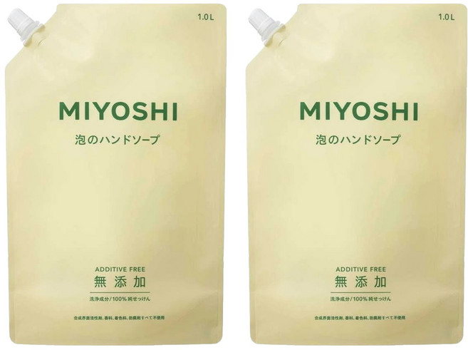 MIYOSHI 玉之肌 無添加泡沫洗手乳補充包, 1L, 2包