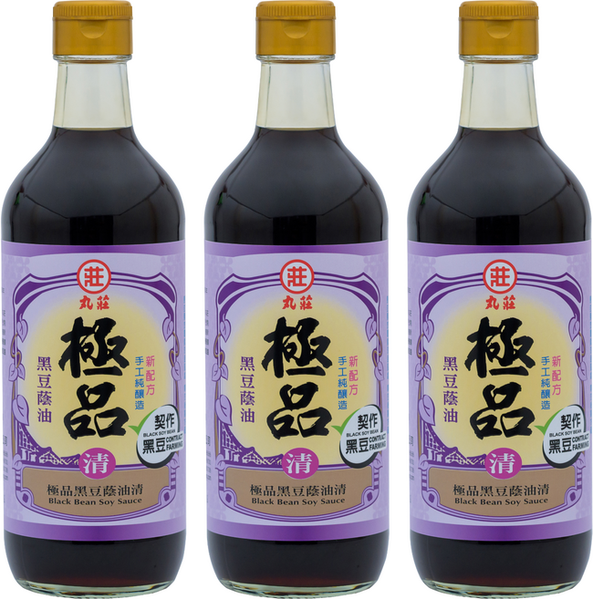 丸莊醬油 極品黑豆蔭油清, 450ml, 3瓶