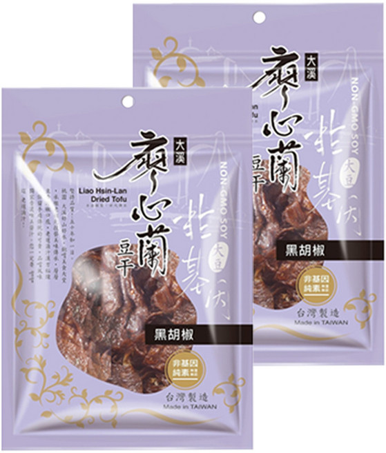 大溪廖心蘭豆干 非基改 黑胡椒, 110g, 2包