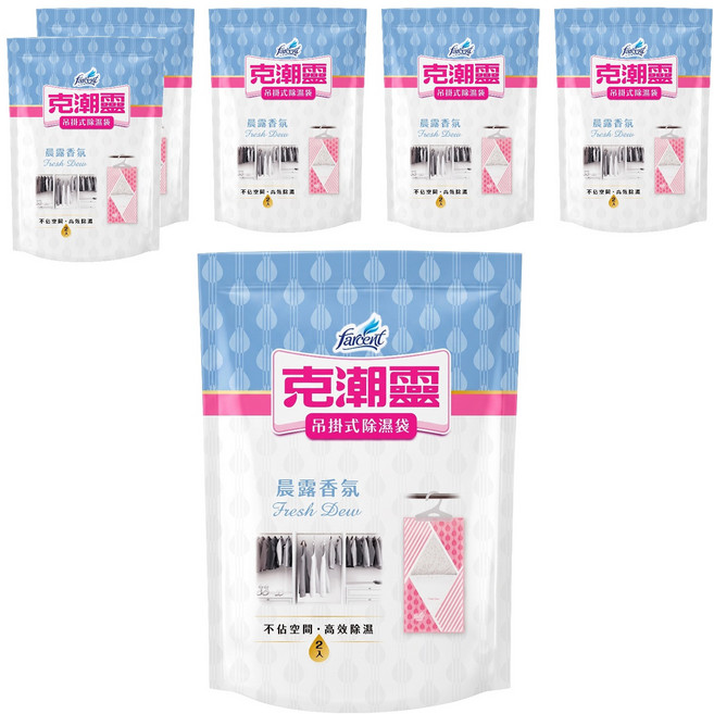 farcent 花仙子 克潮靈 吊掛除濕袋 晨露香氛 2入, 6包