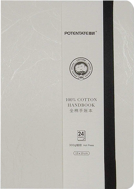 POTENTATE 遵爵 全棉手帳本 細紋 Z4921565A 13 x 19cm, 白色, 1本