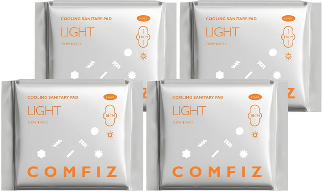 COMFIZ 康菲 超薄涼感衛生棉 量少型, 18cm, 8片, 4包