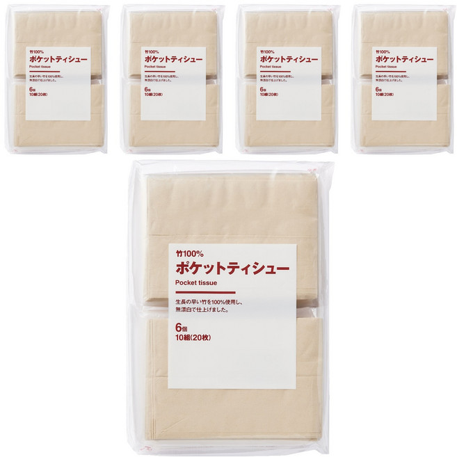 MUJI 無印良品 袖珍面紙, 6包, 5組