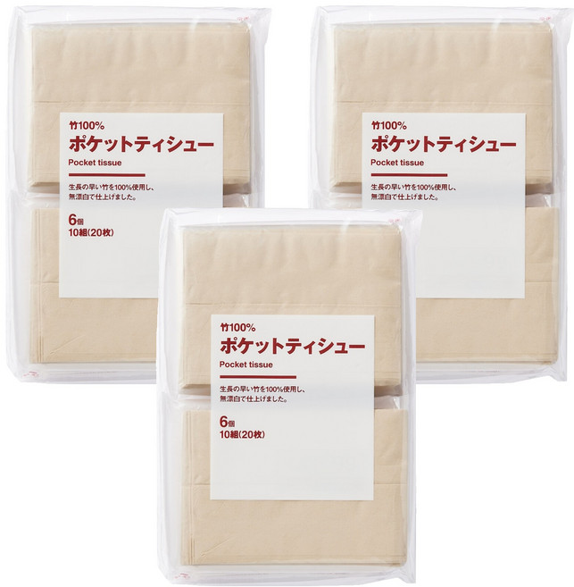 MUJI 無印良品 袖珍面紙, 6包, 3組