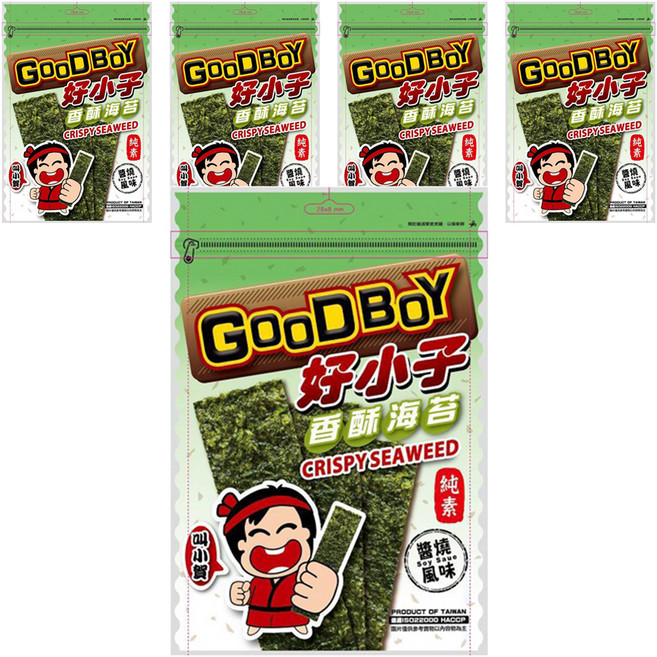 好小子 香酥海苔片 醬燒風味, 30g, 5包