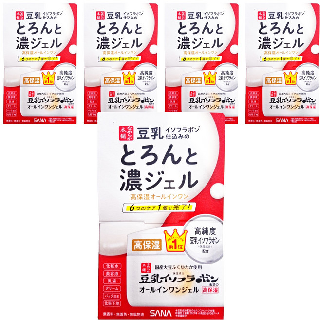SANA 莎娜 豆乳美肌 多效保濕凝膠霜 濃潤, 100g, 5罐
