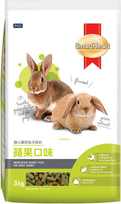 SmartHeart 慧心 寶貝兔子飼料, 蘋果口味, 3kg, 1包