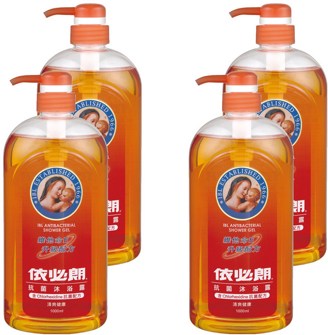 依必朗 抗菌沐浴露 清爽健康, 1L, 4瓶