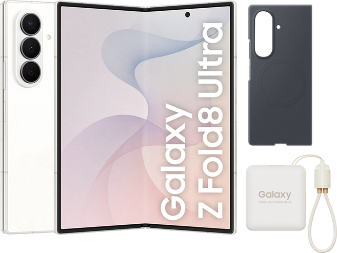 Samsung 三星 Galaxy Z Fold8 Ultra 智慧型手機 附手機殼 顏色隨機 + 行動電源 10000mAh, 奶油白, 512GB