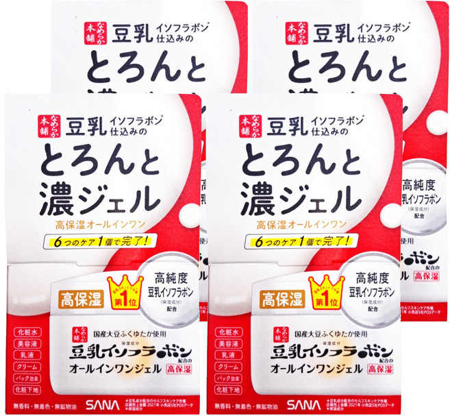 SANA 莎娜 豆乳美肌 多效保濕凝膠霜 濃潤, 100g, 4罐