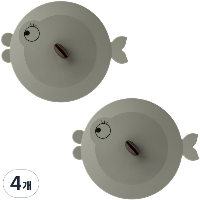 FLaiTO 矽膠魚形杯蓋, 灰色, 4個