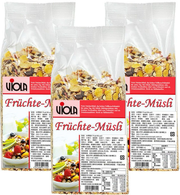 VIOLA 水果穀片, 1kg, 3包