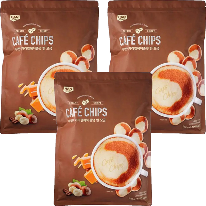 HANCHIPS TIGAKTAEGAK 焦糖榛果咖啡餅乾, 3包, 220g
