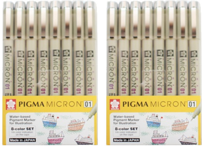 Pigma MICRON 01 墨水筆 8入組, 混合色, 2套