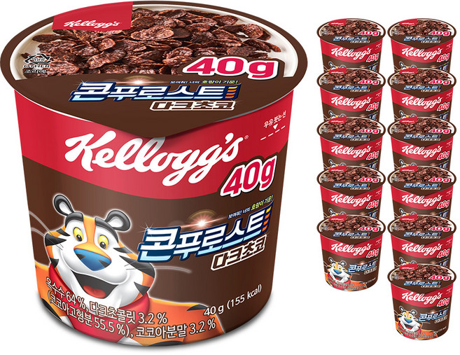 Kellogg's 家樂氏 FROSTIES 東尼玉米片 杯裝黑巧克力香甜玉米片, 40g, 12個