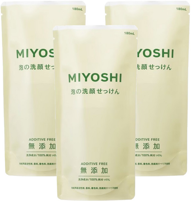 MIYOSHI 無添加 泡沫洗面乳補充包, 180ml, 3包