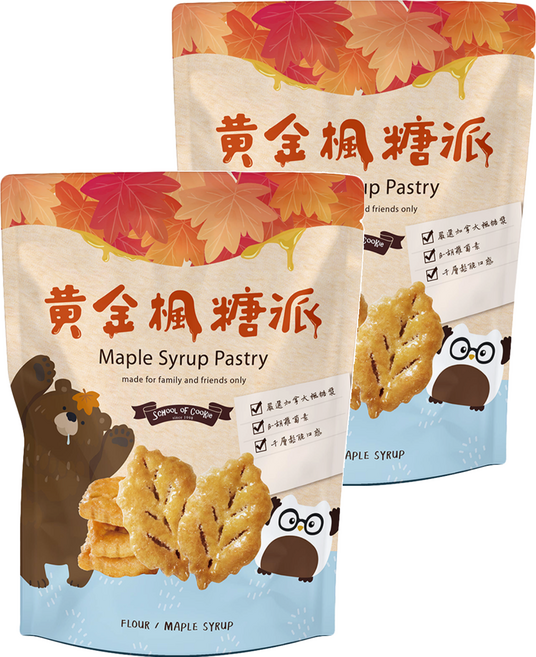 School of Cookie 台灣優格餅乾學院 黃金楓糖派, 230g, 2包