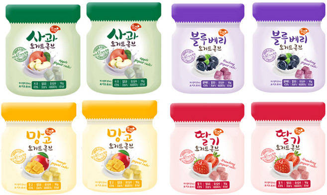 Jjangjuk 優格點心塊 4種口味組, 蘋果, 草莓, 芒果, 藍莓, 2套