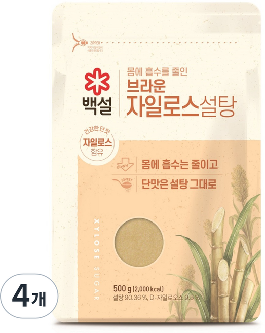 CJ BEKSUL 白雪 木糖醇棕糖, 500g, 4個