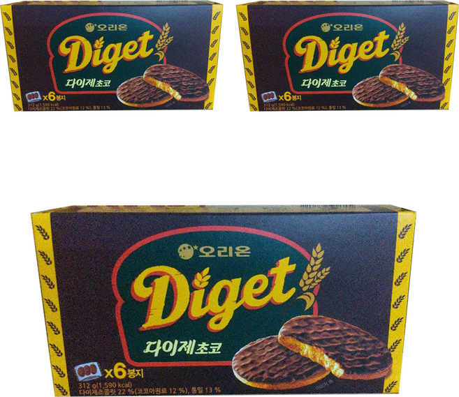 ORION 好麗友 Dr.You Digest 植脂巧克力餅乾, 312g, 3個