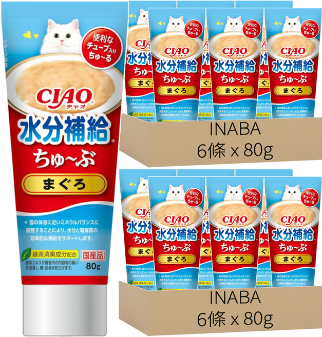 INABA CIAO 啾嚕 膏狀啾嚕肉泥, 鮪魚, 80g, 12條