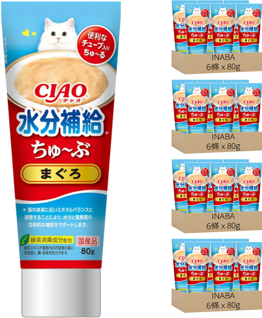 INABA CIAO 啾嚕 膏狀啾嚕肉泥, 鮪魚, 80g, 24條