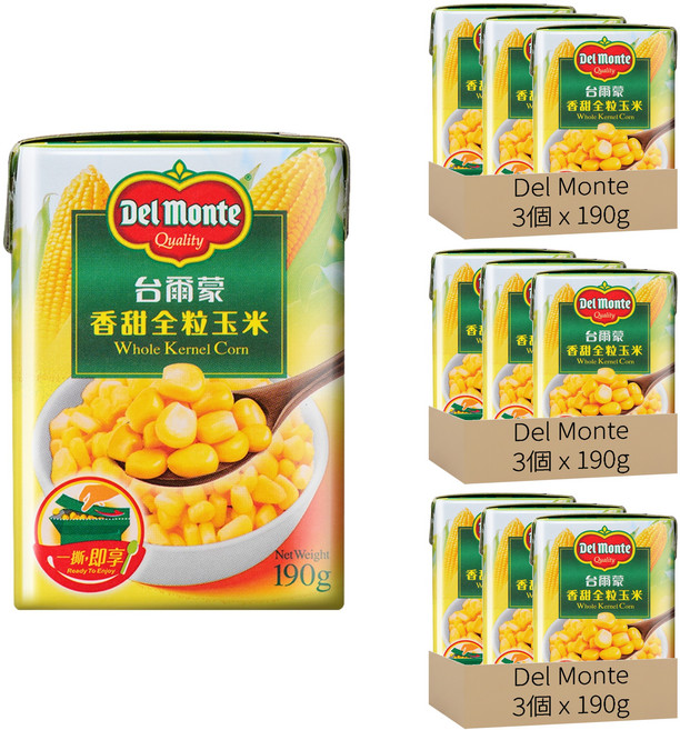 Del Monte 香甜全粒玉米, 190g, 9罐