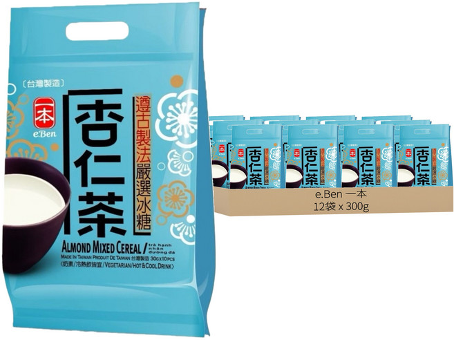 e.Ben 一本 冰糖杏仁茶 10包, 300g, 12袋