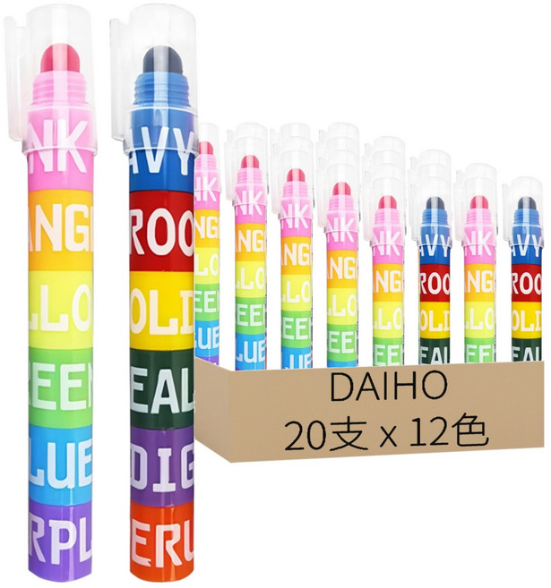 DAIHO 本色拼接多用12色螢光筆, 多色, 20支