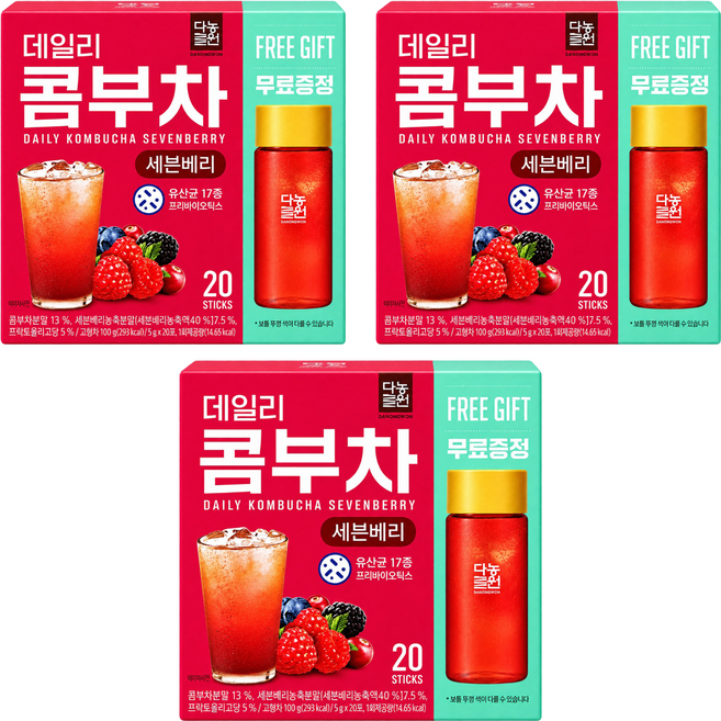 Danongwon 日常神纖七種莓果口味康普茶沖泡飲(附贈水瓶350ml), 5g, 20條, 3盒