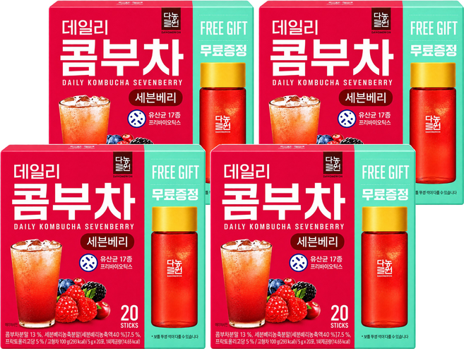 Danongwon 日常神纖七種莓果口味康普茶沖泡飲(附贈水瓶350ml), 5g, 20條, 4盒