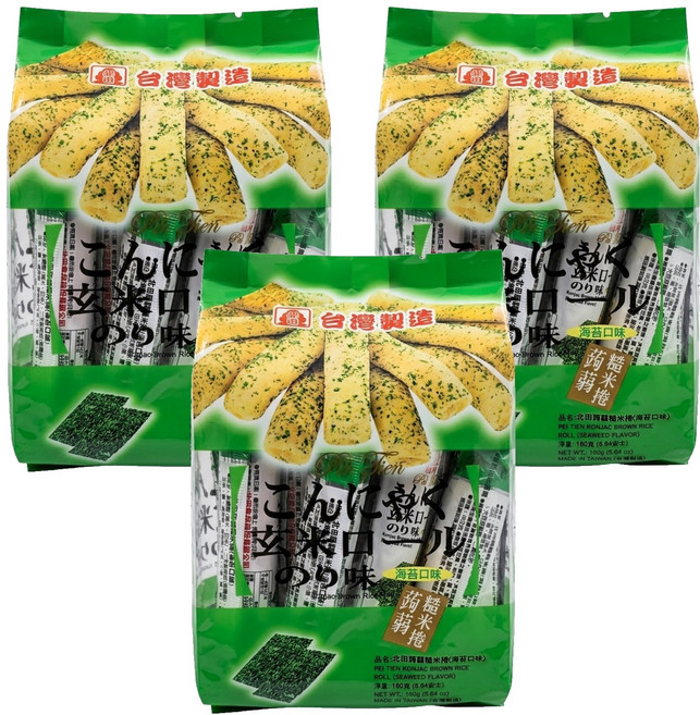 北田 蒟蒻糙米捲 海苔, 160g, 3袋
