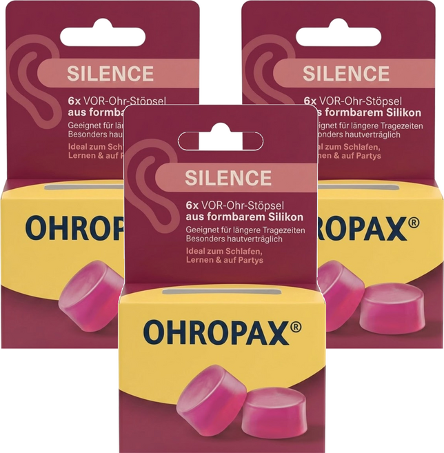 OHROPAX 安耳悠 SILENCE 矽膠耳塞 紅色, 6枚, 3盒