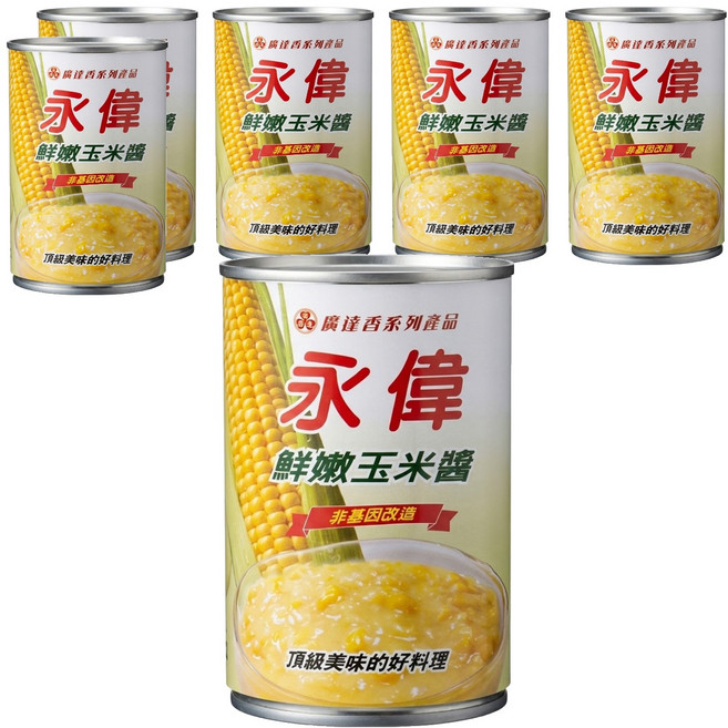 廣達香 鮮嫩玉米醬 非基改, 425g, 6罐