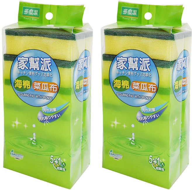 Home Star 多麼潔 家幫派海棉菜瓜布, 6入, 2包