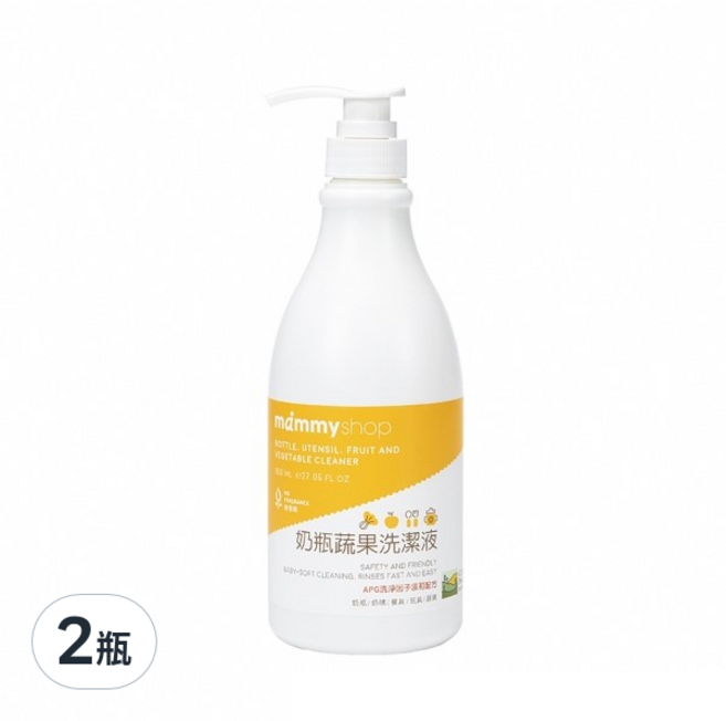 mammyshop 媽咪小站 奶瓶蔬果洗潔液, 2瓶, 800ml