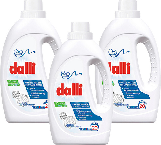 dalli 達麗 洗衣精 白色衣物 WHITE WASH 20杯, 1.1L, 3瓶