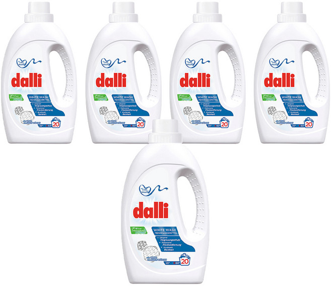 dalli 達麗 洗衣精 白色衣物 WHITE WASH 20杯, 1.1L, 5瓶
