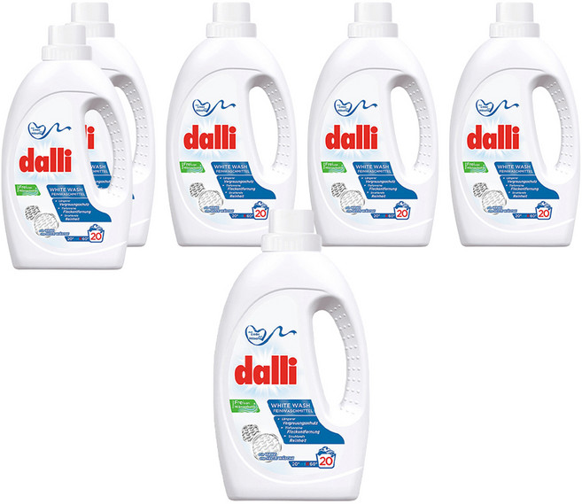 dalli 達麗 洗衣精 白色衣物 WHITE WASH 20杯, 1.1L, 6瓶
