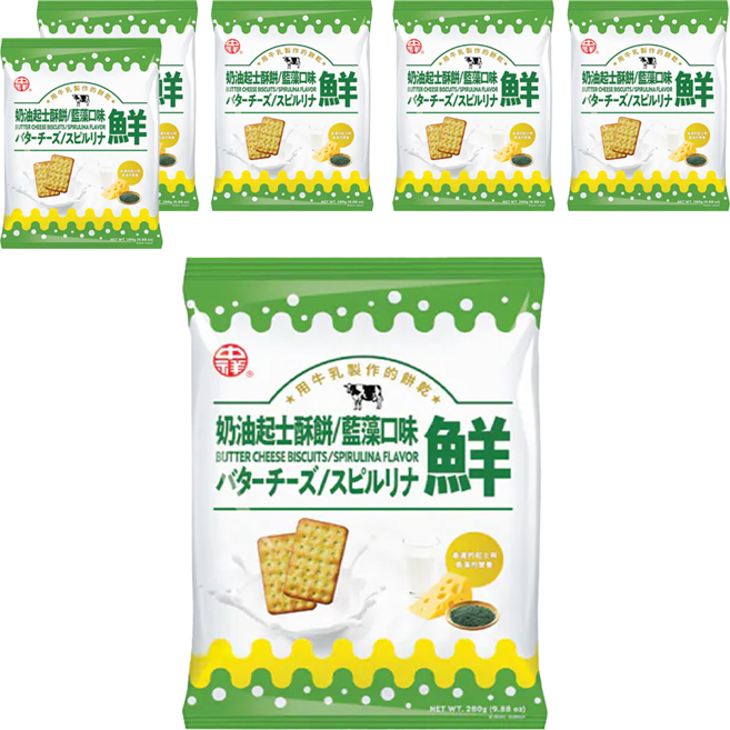 中祥 藍藻奶油起士餅乾, 280g, 6袋