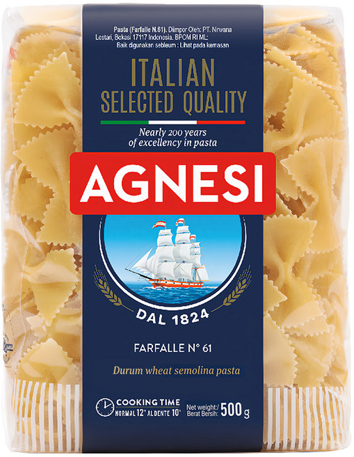 AGNESI 義大利蝴蝶麵 NO.61, 500g, 1包