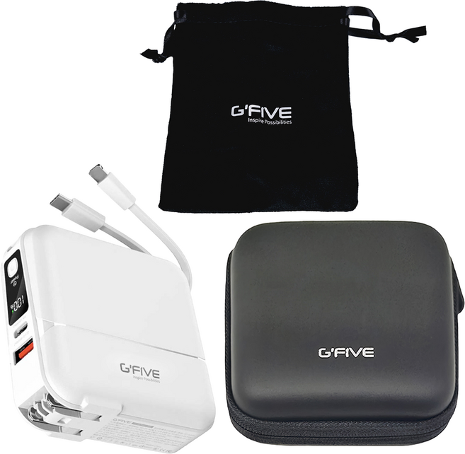 G'FIVE 基伍 勁量多合一行動電源 15000mAh 含收納袋 + 硬盒收納包, GP-W10P, 白色