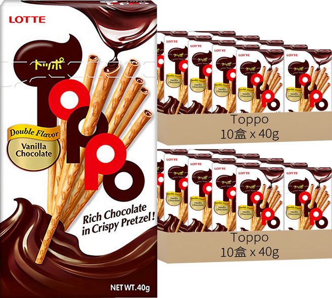 Toppo 夾心餅乾棒 巧克力口味, 40g, 20盒