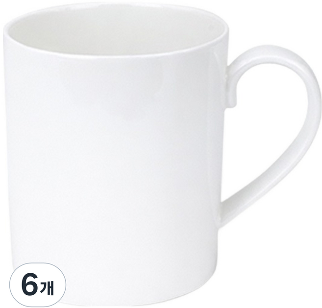 Love & Art Love 骨瓷 Kitchen-i-re 陶瓷直筒馬克杯 380ml, 6個, 白色