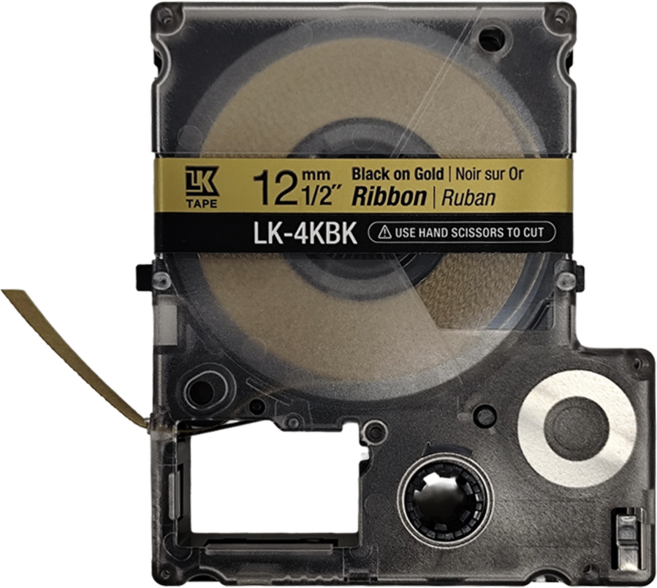 EPSON 台灣公司貨 標籤帶 C53S654431 LK-4KBK 12mm, 金底黑字, 5m