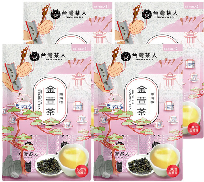 台灣茶人 100%台灣茶 高海拔金萱茶, 50g, 2包, 4袋