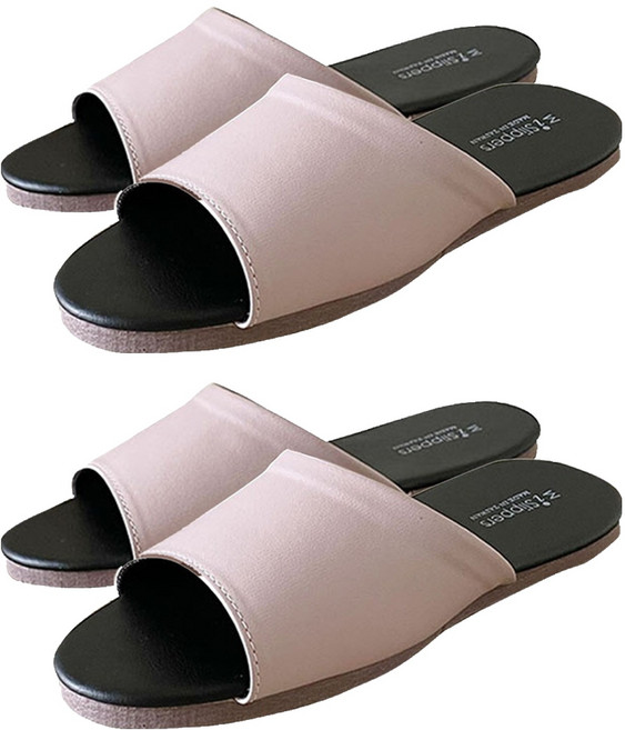 TAIWAN SLIPPER 台灣犀利趴 台灣製造 防滑 純色 皮質室內拖鞋 落櫻粉 M 2雙