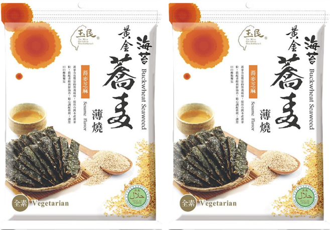 玉民 台灣黃金蕎麥海苔薄燒 蕎麥芝麻 全素, 40g, 2包